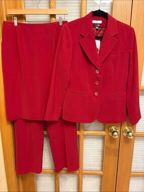 NWT/EUC East 5th Blazer Jacket with Skirt and Slacks Nanotex- Red